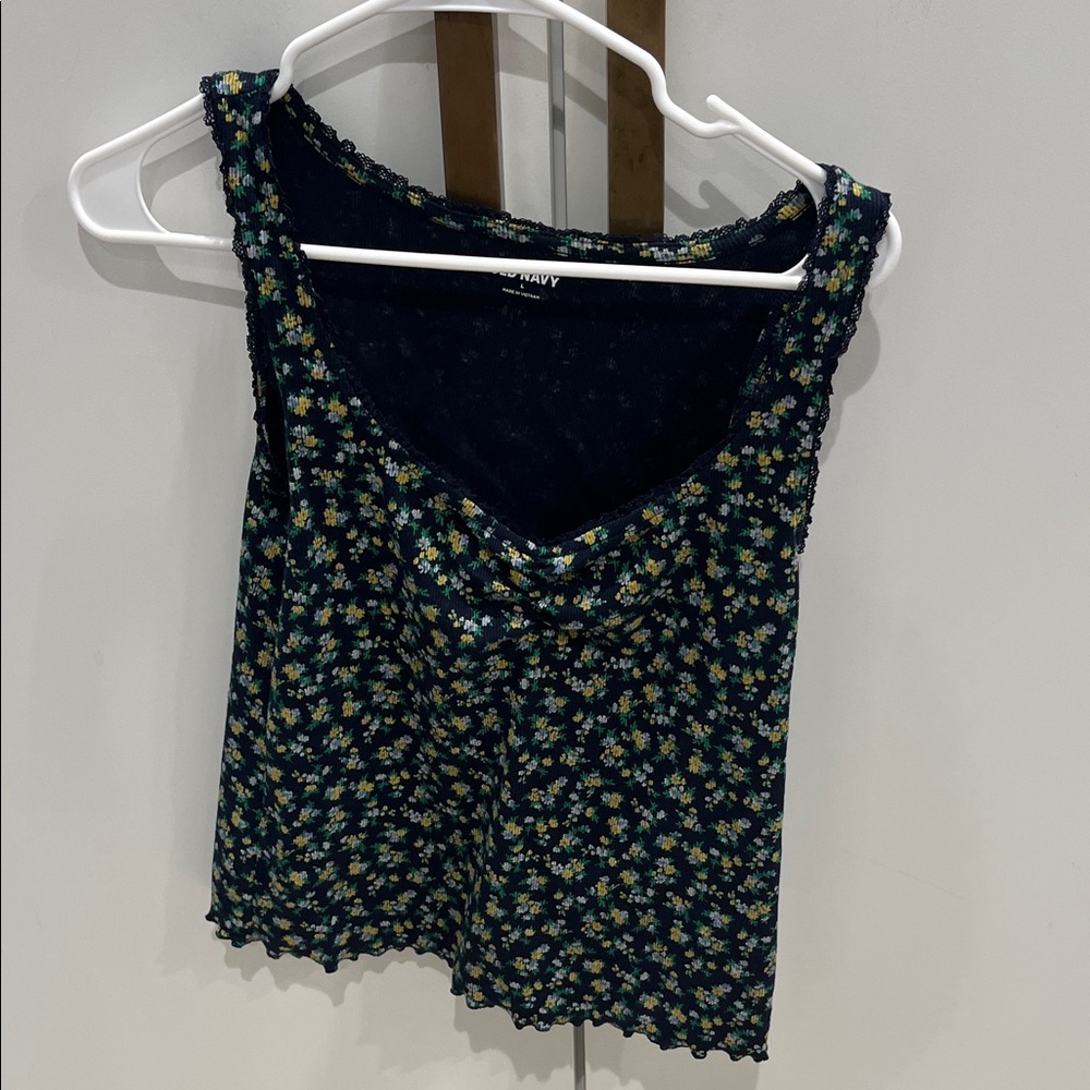 Old Navy Floral Tank Top - Navy and Yellow